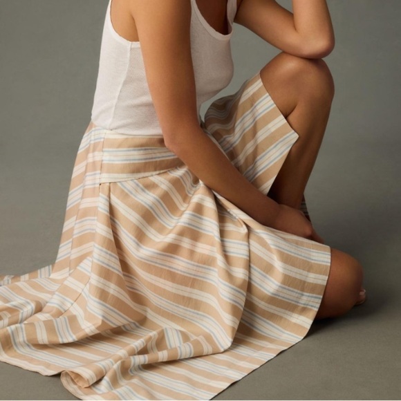 NWT Anthropologie Maeve Asymmetrical Striped Wrap Skirt - Picture 2 of 9